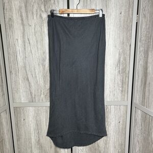 James Perse Maxi Skirt High Low Tube Linen Blend Peasant Gray Color Size 2